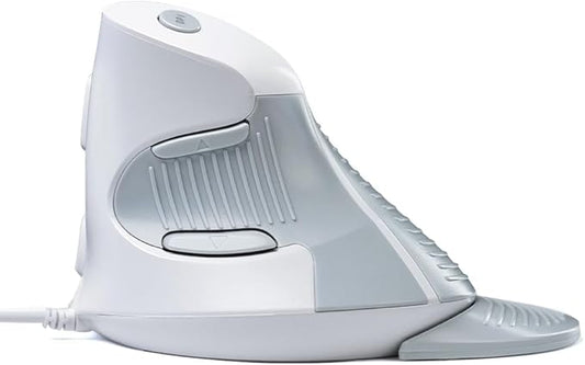 DELUX Wired Ergonomic Vertical Mouse, Vertical Mouse for Medium Hands, Removable Wrist Rest, Silent Click Ergo Mouse, Up to 4200 DPI, 6 Programmable Buttons, Compatible with Laptop/PC (M618XU-White)