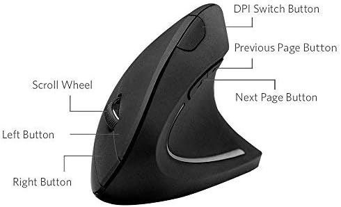 Anker 2.4G Wireless Vertical Ergonomic Optical Mouse for Work, Multi-Device Connectivity, 800/1200 /1600 DPI, 5 Buttons for Laptop, Desktop, PC - Black