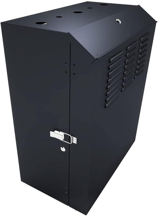 NavePoint 8U Vertical Server Rack Enclosure, Low Profile, 23.6" Deep, Max Weight Capacity 132lbs - 8U Network Cabinet Vertical Wall Mount, Perforated, Black
