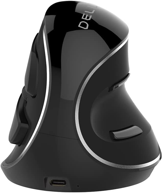 DELUX Wireless Ergonomic Vertical Mouse, Rechargeable Ergo Mouse for large Hands, Slient Click, Removable Wrist Rest, Up to 4000 DPI, 6 Buttons,2.4G Dual Mode, Compatible with Laptop/PC (M618PD-Black)
