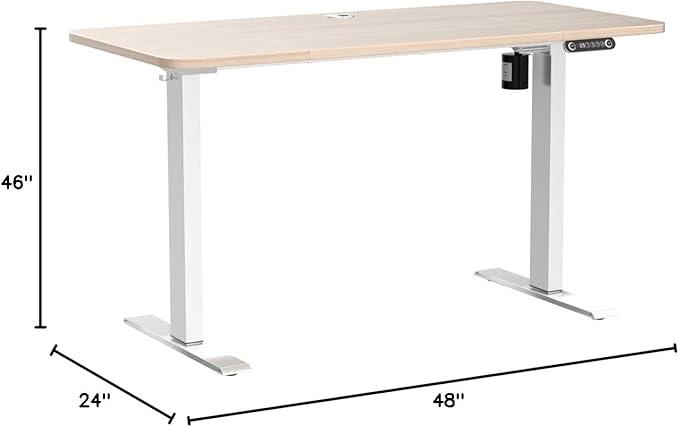 farexon Electric Standing Desk Adjustable Height, 48 x 24 inch Sit Stand Desk with Wheels, 4 Memory Heights, 27''-46'' Lifting Range Stand up Desk for Home Office(Oak Gray)