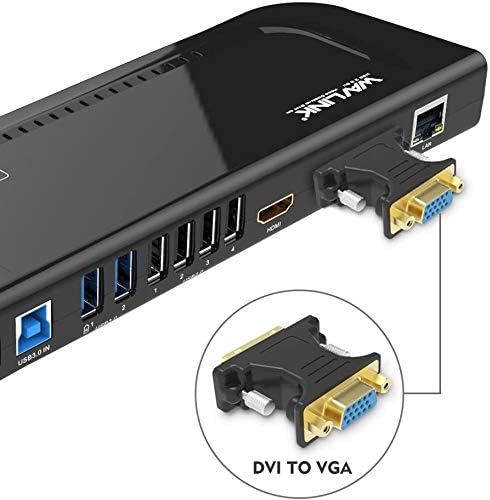 WAVLINK USB 3.0 and USB C Universal Docking Station Dual Video Monitor Display DVI HDMI VGA Gigabit Ethernet, Audio, 6 USB Ports for Laptop, Ultrabook and PCs