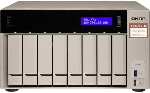 QNAP Turbo NAS TVS-873e NAS Server, AMD RX-421BD, 32GB DDR4, 2TB SSD for Ultra Fast Storage, 32TB HDD, Radeon R7 Graphics, RAID, QTS 4.3 Operating System