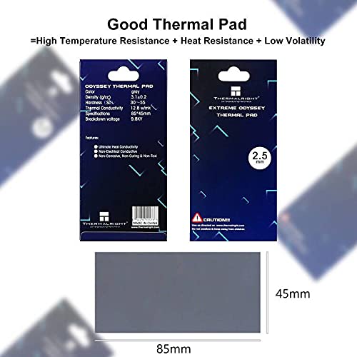 Thermalright Thermal Pad 2.5mm 12.8 W/mK, 85x45x2.5mm, Non Conductive Highly Efficient Heat Resistance, Odyssey Silicone Thermal Pads for PC PS5 PS4 Laptop Heatsink GPU/CPU/SSD/IC/VRAM/LED Cooler