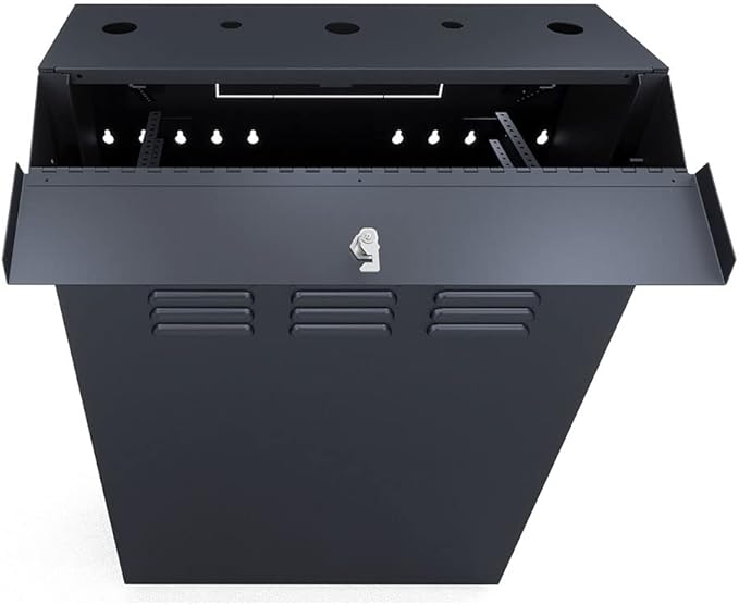 NavePoint 6U Vertical Server Rack Enclosure, Low Profile, 27.5" Deep, Max Weight Capacity 132lbs - 6U Network Cabinet Vertical Wall Mount, Perforated, Black