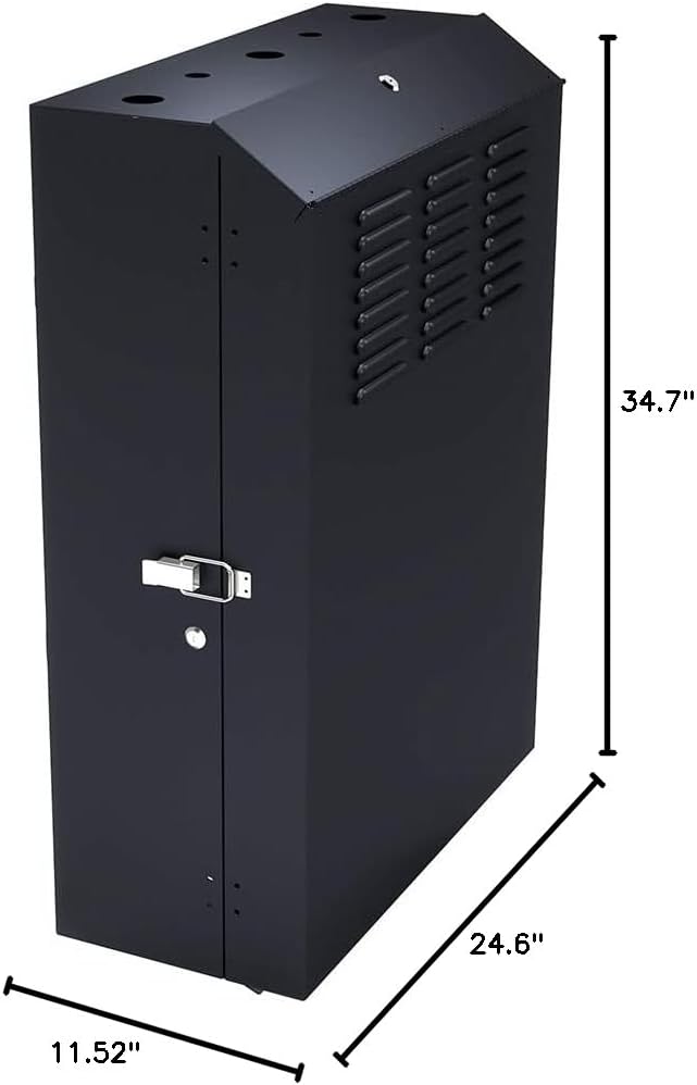 NavePoint 6U Vertical Server Rack Enclosure, Low Profile, 27.5" Deep, Max Weight Capacity 132lbs - 6U Network Cabinet Vertical Wall Mount, Perforated, Black