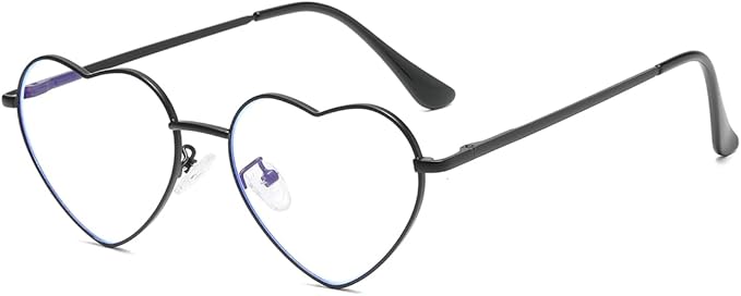 Gleyemor Heart Shaped Blue Light Glasses for Women Cute Computer Glasses