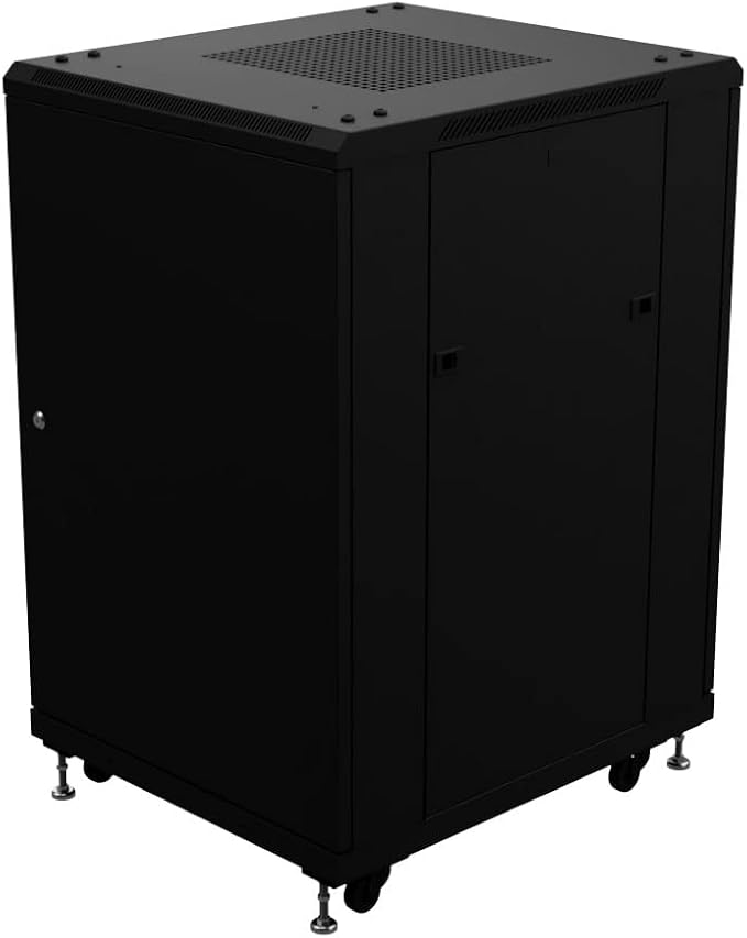 NavePoint 18U AV Rack Cabinet, 28 in Depth, Cold-Rolled Steel, Black