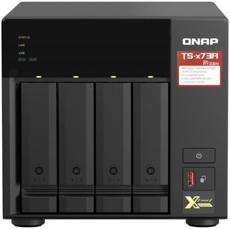 QNAP TS-473A 4-Bay Turbo Station NAS (AMD Ryzen Embedded V1500B 4-Core/8-Thread 2.2GHz 8GB DDR4 RAM 2xRJ-45 2.5GbE LAN Port) 16TB Bundle with 4X 4TB Seagate Wolf IronNAS HDDs