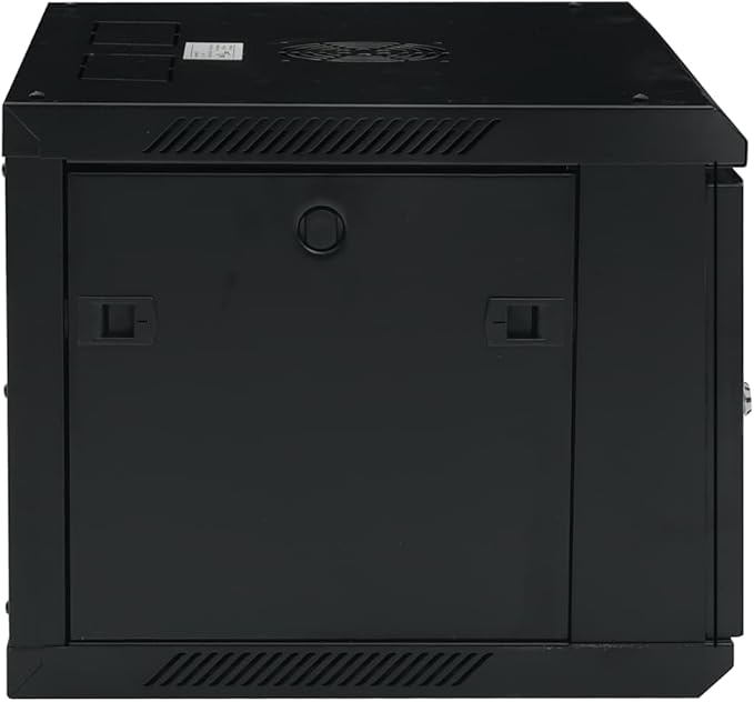 6U Wall Mount Network Cabinet 19 inch Server Rack Enclosure, Lockable Toughened Glass Door, Ventilated Data Cabinet for Router, Modem, Switch, Black, 23.6x17.7x13.8 Inches