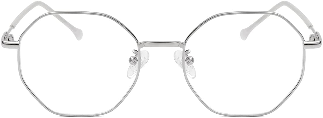 Gleyemor Blue Light Glasses for Women Men Vintage Octagonal Metal Gold Frame Computer Glasses