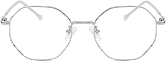 Gleyemor Blue Light Glasses for Women Men Vintage Octagonal Metal Gold Frame Computer Glasses