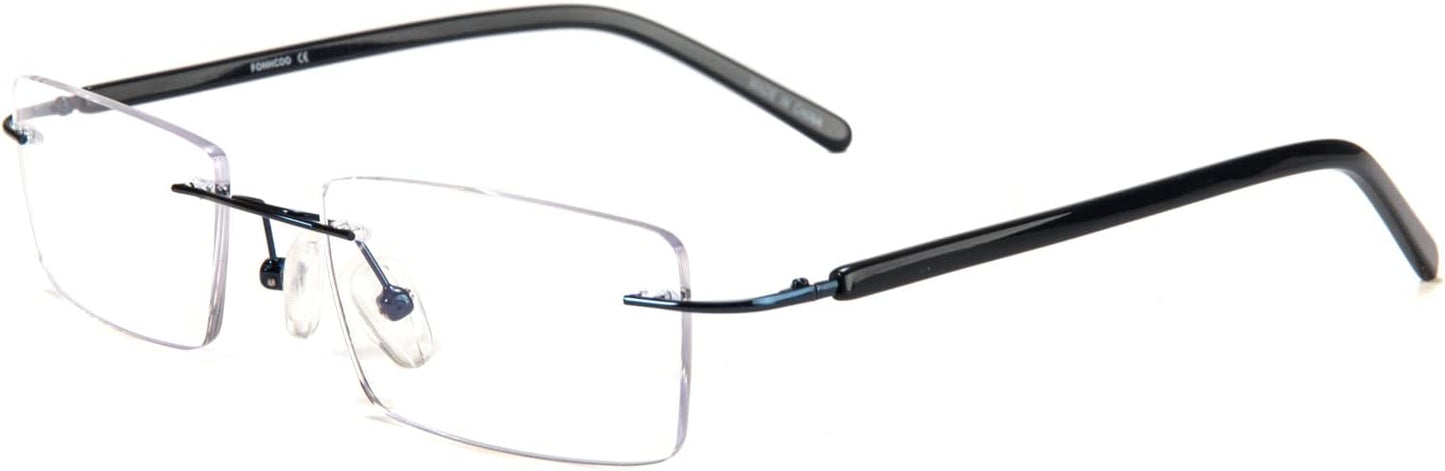 FONHCOO Blue Light Blocking Glasses Anti Blue Ray Unisex Lightweight Rimless Frameless Rectangle Computer Gaming Glasses
