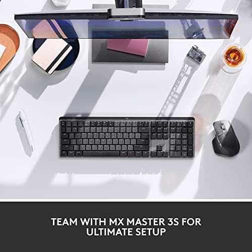 Logitech MX Mechanical Wireless Illuminated Performance Keyboard, Clicky Switches, Backlit Keys, Bluetooth, USB-C, macOS, Windows, Linux, iOS, Android, Metal