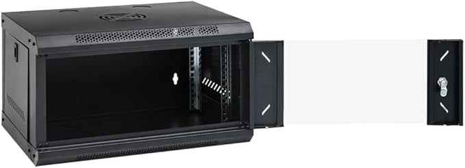 6U Wall Mount Network Cabinet, 19 Inch Server Data Rack, Lockable Toughened Glass Door, Cold-Rolled Steel Enclosure for Networking Equipment, 20.9x15.7x11.8 Inches