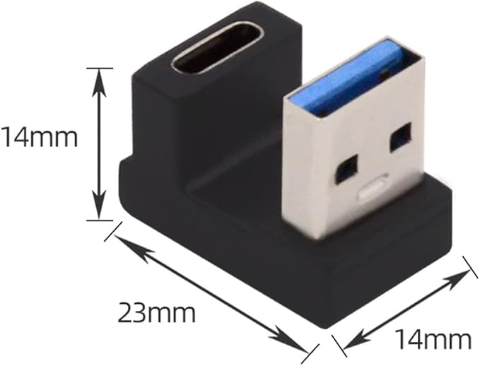 NFHK USB-C Type C Female Opposite U Shape Back Angled to USB 3.0 A Male Data Adapter for Laptop Desktop