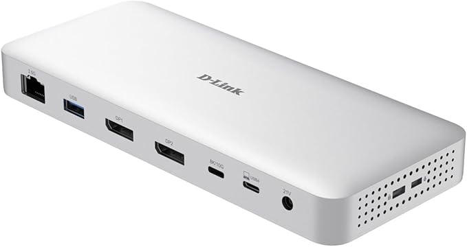 D-Link 9-in-1 USB4 Docking Station with Dual 8K DisplayPorts, Triple Monitor Support, Ethernet up to 2.5Gb, USB4 up to 40GB, up to 100W Power Delivery, microSD Reader, Hub, Dock, PC, Mac (DUF-901)