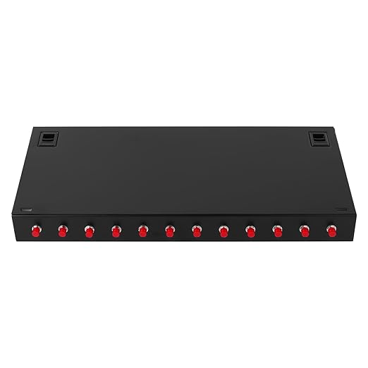 FC-UPC 12 Simplex 12 Port Rack Mount Enclosure Box with Splice Tray Singlemode FC-UPC Kit (Includes 1.2 Meter Pigtail and 12PC Coupler)