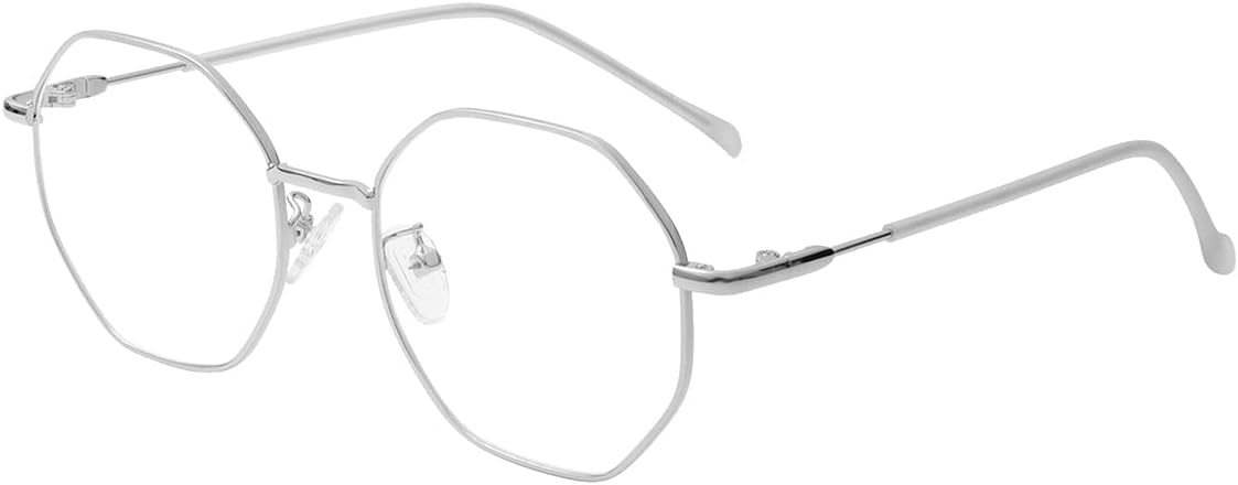 Gleyemor Blue Light Glasses for Women Men Vintage Octagonal Metal Gold Frame Computer Glasses