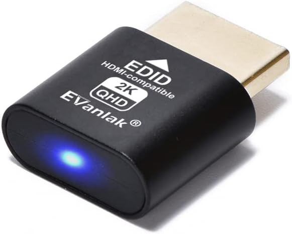 EVanlak HDMI Dummy Plug Headless Ghost Display Emulator Premium Aluminum PC（Fit Headless-1920x1080 New 3RD@60Hz）-2Pack