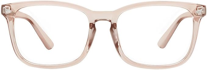MEETSUN Blue Light Blocking Glasses Women Men, Anti Eye Strain Headache (Sleep Better),Computer Glasses UV400 Transparent Lens (Light Coffee Frame Clear Lens, 53)