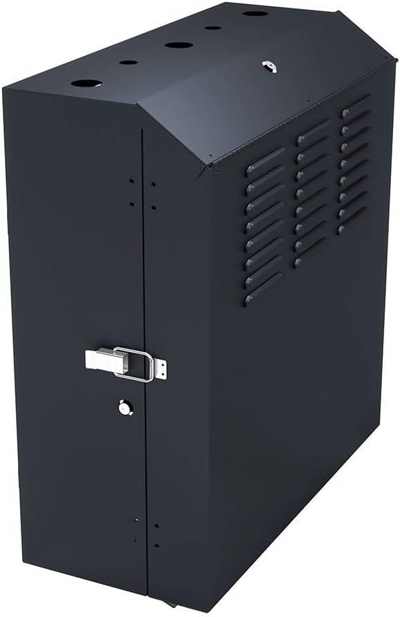 NavePoint 6U Vertical Server Rack Enclosure, Low Profile, 16.7" Deep, Max Weight Capacity 132lbs - 6U Network Cabinet Vertical Wall Mount, Perforated, Black