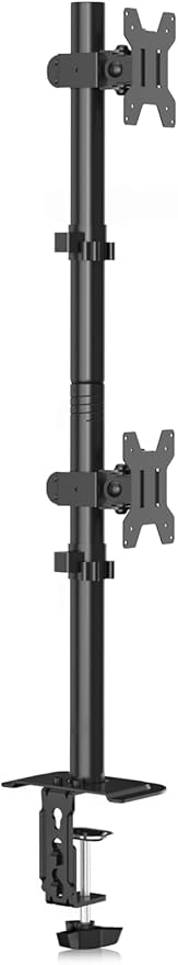 Bracwiser Dual Vertical Fully Adjustable Monitor Arm Stand Mount Fits Two Screen 13-32 inch 22lbs for Monitor Computer Screen 13 15 17 19 20 22 23 24 26 27 32 inch VESA 75 100 (MD7802)