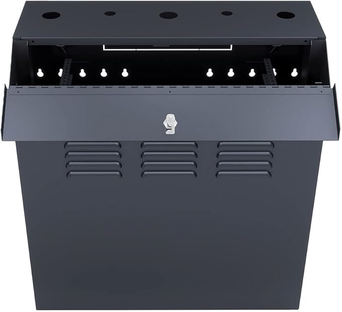 NavePoint 6U Vertical Server Rack Enclosure, Low Profile, 19.6" Deep, Max Weight Capacity 132lbs - 6U Network Cabinet Vertical Wall Mount, Perforated, Black