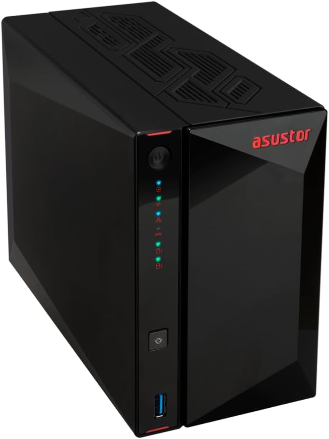 Asustor/DiscTech 24TB NAS Bundle: AS5402T NAS Server with 2x8TB SATA HDD and 4x2TB NVMe M.2 SSDs, 8GB RAM, Dual 2.5GbE LAN Ports