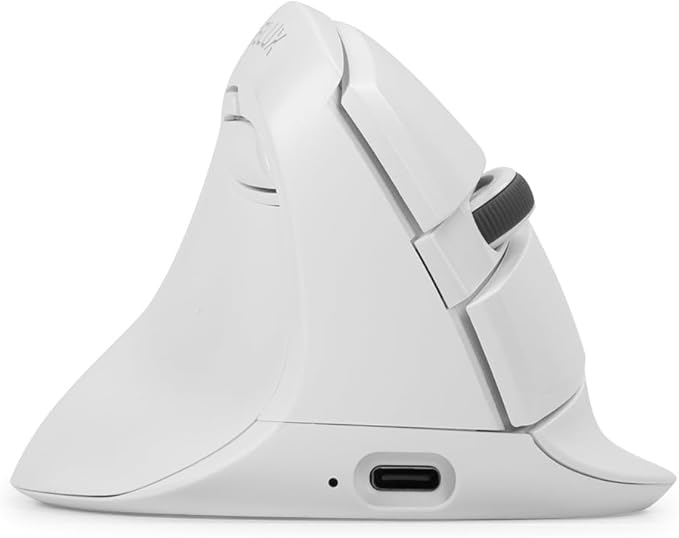 DELUX Left Handed Ergonomic Mouse, Mini Wireless Vertical Mouse, Silent Click Ergonomic Mouse, Up to 4000 DPI, 6 Buttons, Rechargeable, Bluetooth/2.4G/ Wired, Tri-Mode for Laptop/PC (M618ZD-White)
