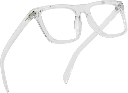 NIDOVIX Trendy Square Blue Light Blocking Glasses for Men Women, Fashion Frame Non-prescription Computer Glasses (Transparent)