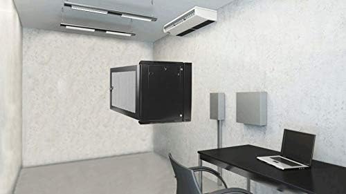 AEONS 9U Professional Wall Mount IT Cabinet Enclosure Double Section Hinged Swing Out 19-Inch Server Network Rack with Vented Door 22-Inches Deep Black (Fully Assembled)