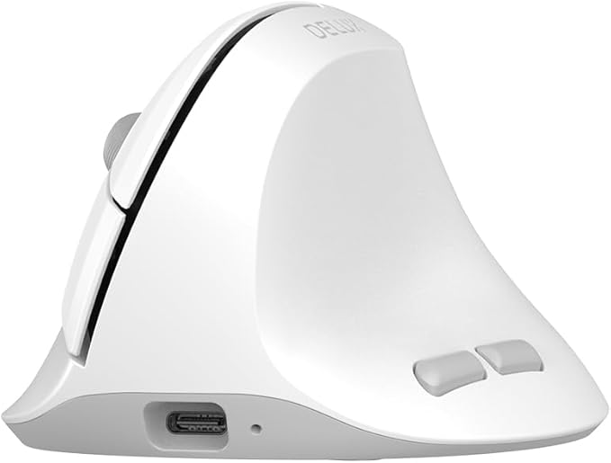 DELUX Wireless Ergonomic Vertical Mouse for Small Hands, Rechargeable Vertical Mouse, Lightweight, 4000DPI, 6 Buttons, 2.4G+BT5.2 Dual-mode for Carpal Tunnel, for Window, MacOS, Laptop (M618AIR-White)