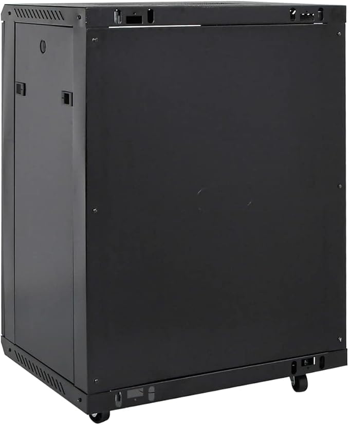 15U Network Cabinet 19 Inch Server Rack, Wall Mount Data Enclosure with Lockable Toughened Glass Door, Cold-Rolled Steel IT Server Organizer 23.6 x 17.7 x 33.9 Inches