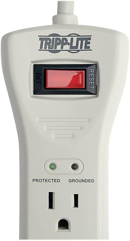 Eaton Tripp Lite Series SUPER7 Flat Plug Power Strip Surge Protector, 7 Outlets, 7ft Extension Cord, 2160 Joules, UL Listed & Certified, White, Lifetime Manufacturer's Warranty & $75,000 Insurance
