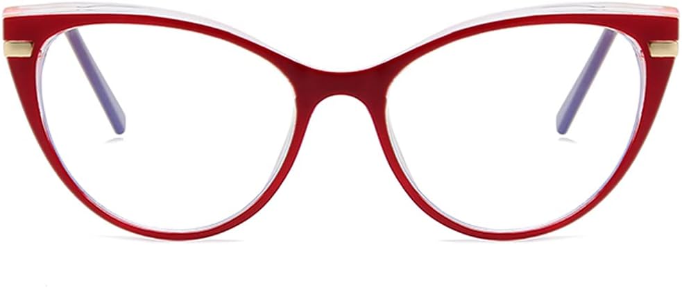 LJCZKA Blue Light Blocking Glasses Women Anti Eye satrain Computer Cat eye Eyeglasses Cateye Clear Frame