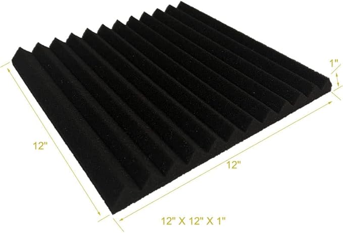 52 Pack 12 "X 12 "X1" Acoustic Panels Studio Soundproofing Foam Wedge Tiles, (52BLACK)