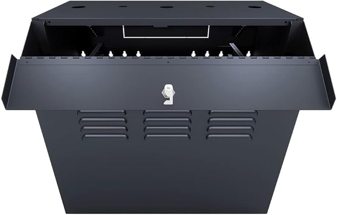 NavePoint 8U Vertical Server Rack Enclosure, Low Profile, 15.7" Deep, Max Weight Capacity 132lbs - 8U Network Cabinet Vertical Wall Mount, Perforated, Black