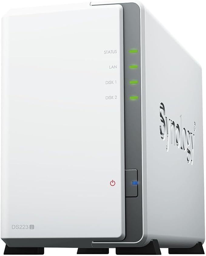 Synology DS223j 2-Bay Diskstation NAS (Realtek RTD1619B 4-Core 1.7 GHz 1GB DDR4 Ram 1xRJ-45 1GbE LAN-Port) 8TB Bundle with 2X 4TB WD Red Plus