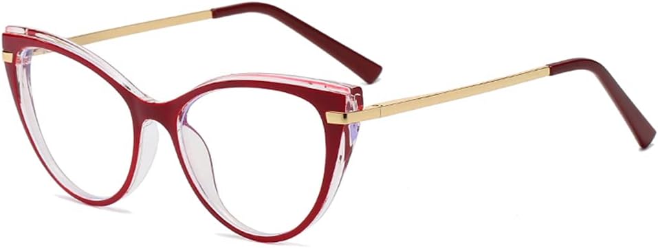 LJCZKA Blue Light Blocking Glasses Women Anti Eye satrain Computer Cat eye Eyeglasses Cateye Clear Frame