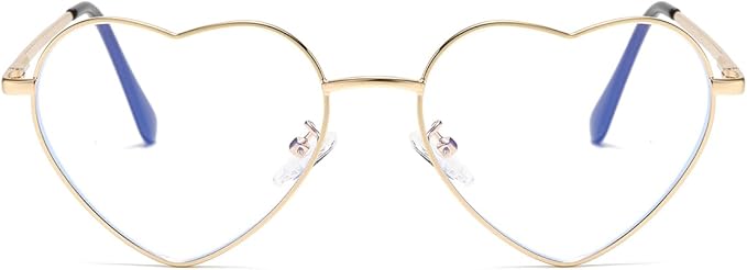 Gleyemor Heart Shaped Blue Light Glasses for Women Cute Computer Glasses