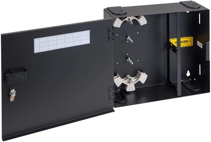 ICC Fiber Optic Wall Mount Enclosure – 4 Slots for LGX Compatible Adapter Panels or Cassettes (Sold Separately), Fiber Enclosure Supports up to 96 Fibers, Secure Fiber Management Solution, ICFODE41WM