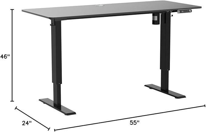 farexon Electric Standing Desk Adjustable Height, 55 x 24 Inch Stand up Desk with Large Mouse Pad, Rolling Wheels & Foot Pad,27''-46'' Lifting Range Home Office Computer Desk(Black)