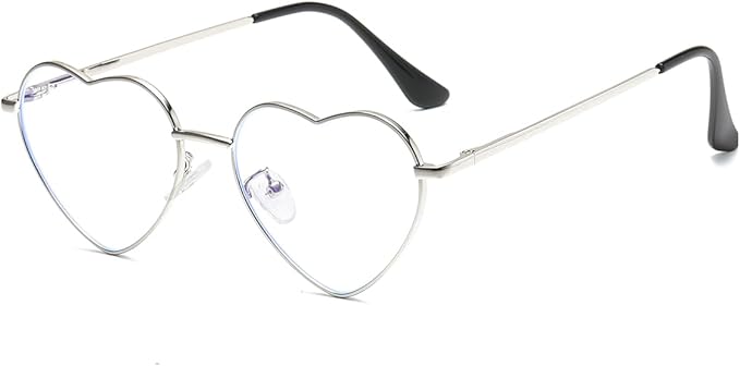 Gleyemor Heart Shaped Blue Light Glasses for Women Cute Computer Glasses