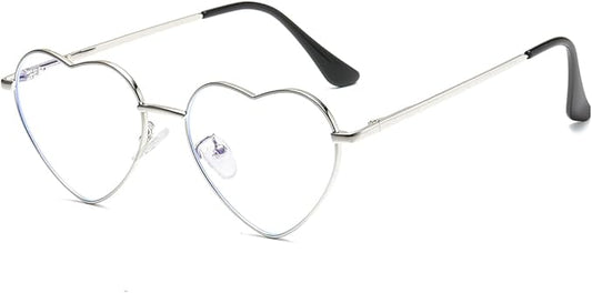 Gleyemor Heart Shaped Blue Light Glasses for Women Cute Computer Glasses
