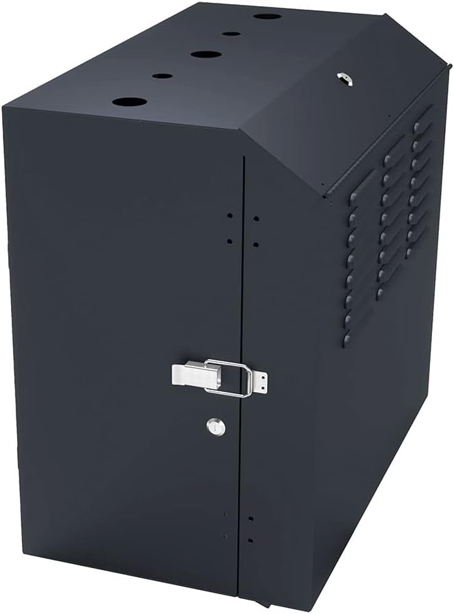 NavePoint 8U Vertical Server Rack Enclosure, Low Profile, 15.7" Deep, Max Weight Capacity 132lbs - 8U Network Cabinet Vertical Wall Mount, Perforated, Black