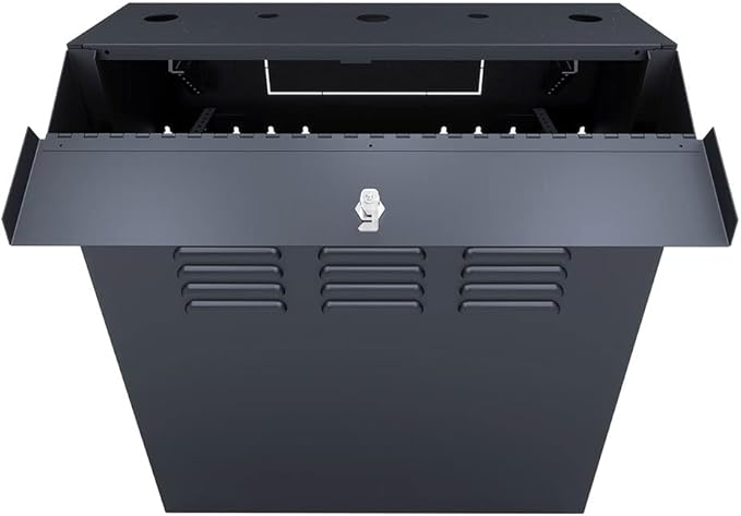 NavePoint 6U Vertical Server Rack Enclosure, Low Profile, 16.7" Deep, Max Weight Capacity 132lbs - 6U Network Cabinet Vertical Wall Mount, Perforated, Black