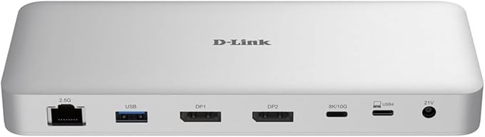 D-Link 9-in-1 USB4 Docking Station with Dual 8K DisplayPorts, Triple Monitor Support, Ethernet up to 2.5Gb, USB4 up to 40GB, up to 100W Power Delivery, microSD Reader, Hub, Dock, PC, Mac (DUF-901)