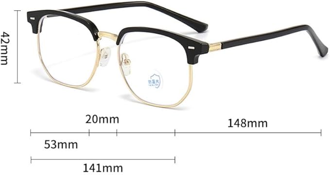 Shiratori New Vintage Fashion Half Frame Semi-Rimless Clear Lens Glasses