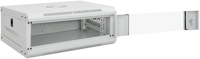 4U Wall Mounted Network Cabinet 19 Inch Server Data Enclosure, Locking Glass Door, IP20 Steel Rack for Networking Equipment, 20.9x15.7x8.3 Inches